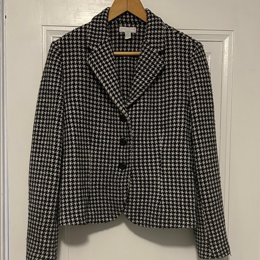 Charter Club Monochrome Houndstooth Blazer